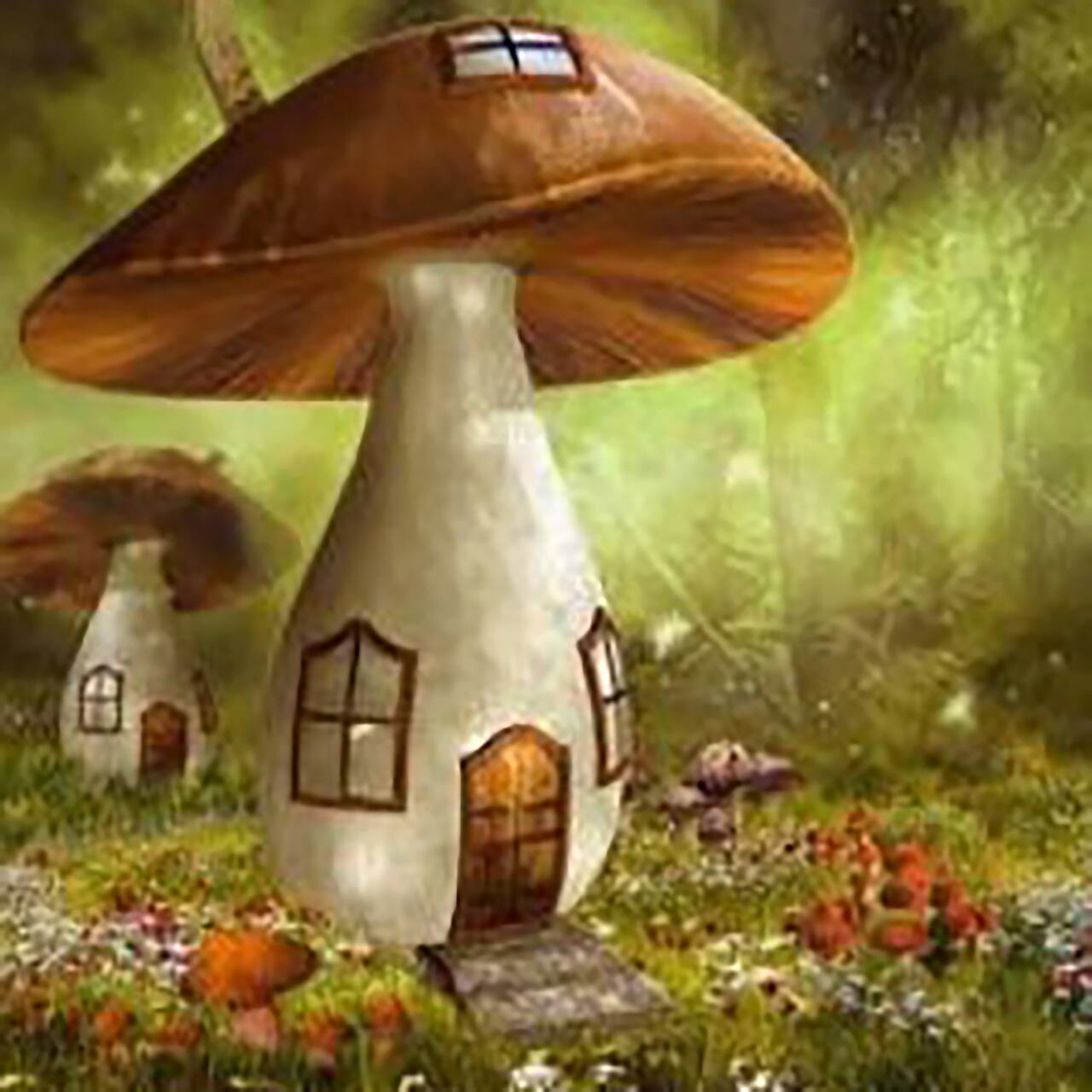 Sparkly Selections Mushroom House Diamond Painting Kit, Round Diamonds